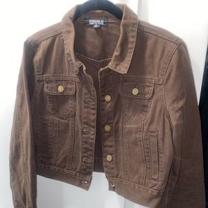 CROPPED BROWN JEAN JACKET